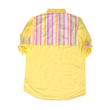 Load image into Gallery viewer, Back view of our Yellow Button-Up Cover Up Shirt

