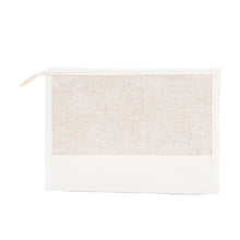 Load image into Gallery viewer, Linen cosmetic pouch with white accents
