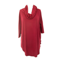 Load image into Gallery viewer, Front view of our Crimson Cowl Neck Slouch Shirt
