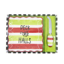 Load image into Gallery viewer, Top view of our Deck the Halls Holiday Cheese Tray Set
