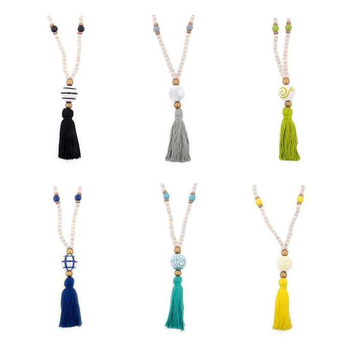 Collection of Ceramic Bead Tassel Necklace