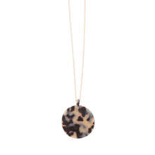Load image into Gallery viewer, Front view of our Circle Disc Blonde Tortoise Shape Necklace
