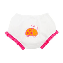 Load image into Gallery viewer, Front view of our Orange Ladybug Diaper Cover
