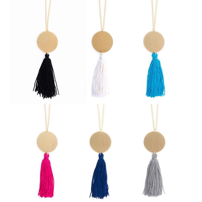 Collection of Disc Tassel Necklace
