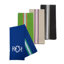 Load image into Gallery viewer, Monogrammed view of our Double Stripe Dishtowel
