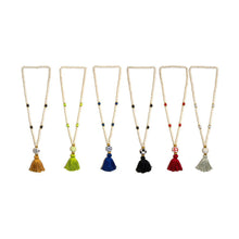Load image into Gallery viewer, Front view of our Fall Ceramic Bead Tassel Necklaces
