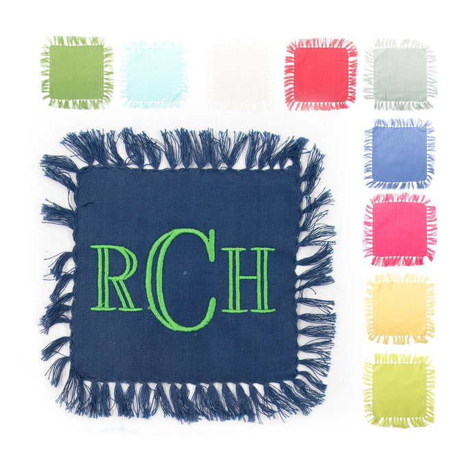 Monogrammed view of our Fringe Cocktail Napkins