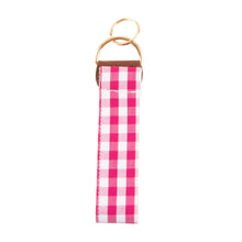 Load image into Gallery viewer, Back view of our Pink Gingham Key Fob
