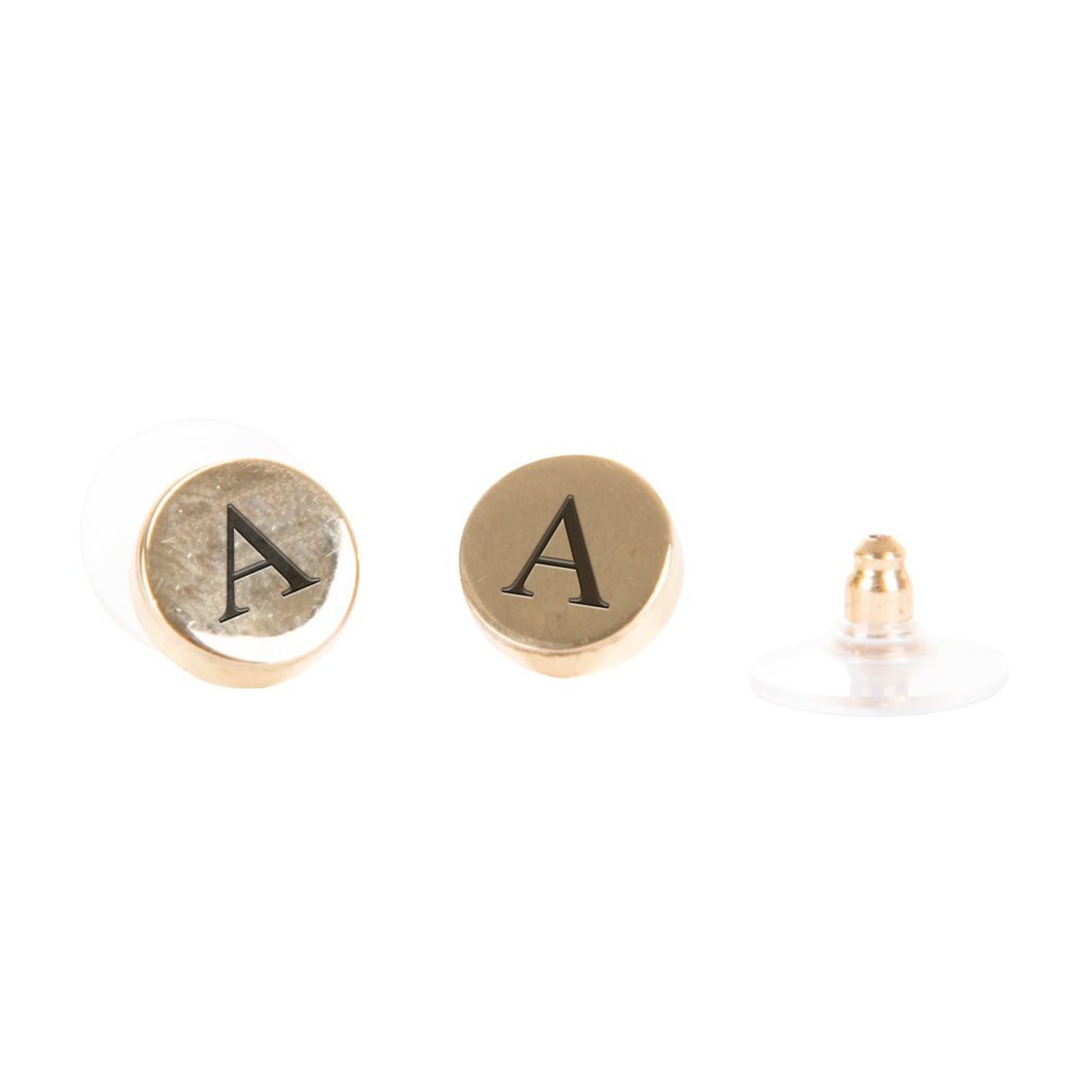 Round Gold Initial Earrings