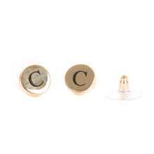 Load image into Gallery viewer, Round Gold Initial Earrings
