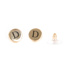 Load image into Gallery viewer, Round Gold Initial Earrings
