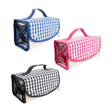 Load image into Gallery viewer, View of our Gingham Roll Up Cosmetic Bags
