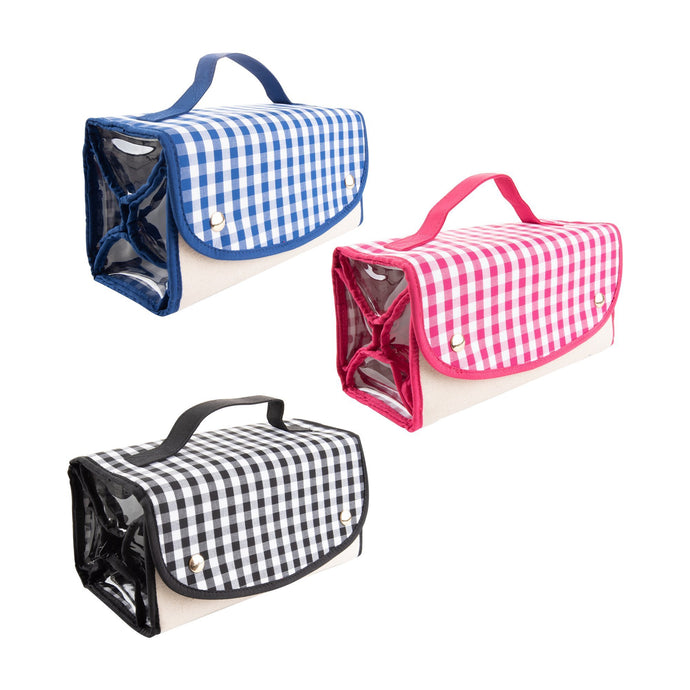 View of our Gingham Roll Up Cosmetic Bags