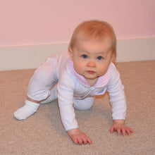 Load image into Gallery viewer, Lifetsyle view of our Smocked Convertible Onesie
