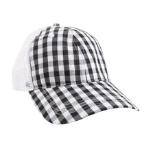 Load image into Gallery viewer, View of our Black Gingham Trucker Hat
