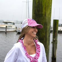 Load image into Gallery viewer, Lifestyle view of our Pink Gingham Trucker Hat
