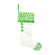 Load image into Gallery viewer, Front view of our Lime Donut Canvas Stocking
