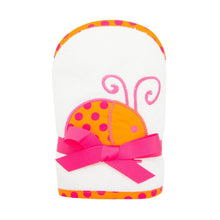 Load image into Gallery viewer, Front view of our Orange Ladybug Girl Hooded Towel
