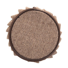 Load image into Gallery viewer, Top view of our Brown Herringbone Jewelry Round
