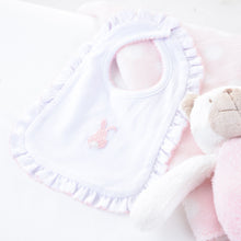 Load image into Gallery viewer, Lifestyle view of our Pink Bunny French Knot Bib
