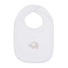 Load image into Gallery viewer, Front view of our Gray Elephant French Knot Bib
