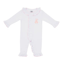 Load image into Gallery viewer, Front view of our Pink Bunny French Knot Convertible Onesie
