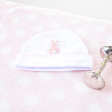 Load image into Gallery viewer, Lifestyle view of our Pink Bunny French Knot Beanie
