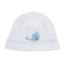 Load image into Gallery viewer, Front view of our Blue Whale French Knot Beanie
