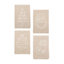 Load image into Gallery viewer, Front view of our Holiday Knot Linen Icon Towels
