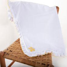 Load image into Gallery viewer, Lifestyle view of our Yellow Butterfly French Knot Blanket
