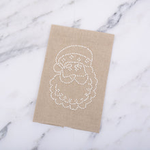 Load image into Gallery viewer, Front view of our Jolly Santa Holiday Knot Linen Icon Towel
