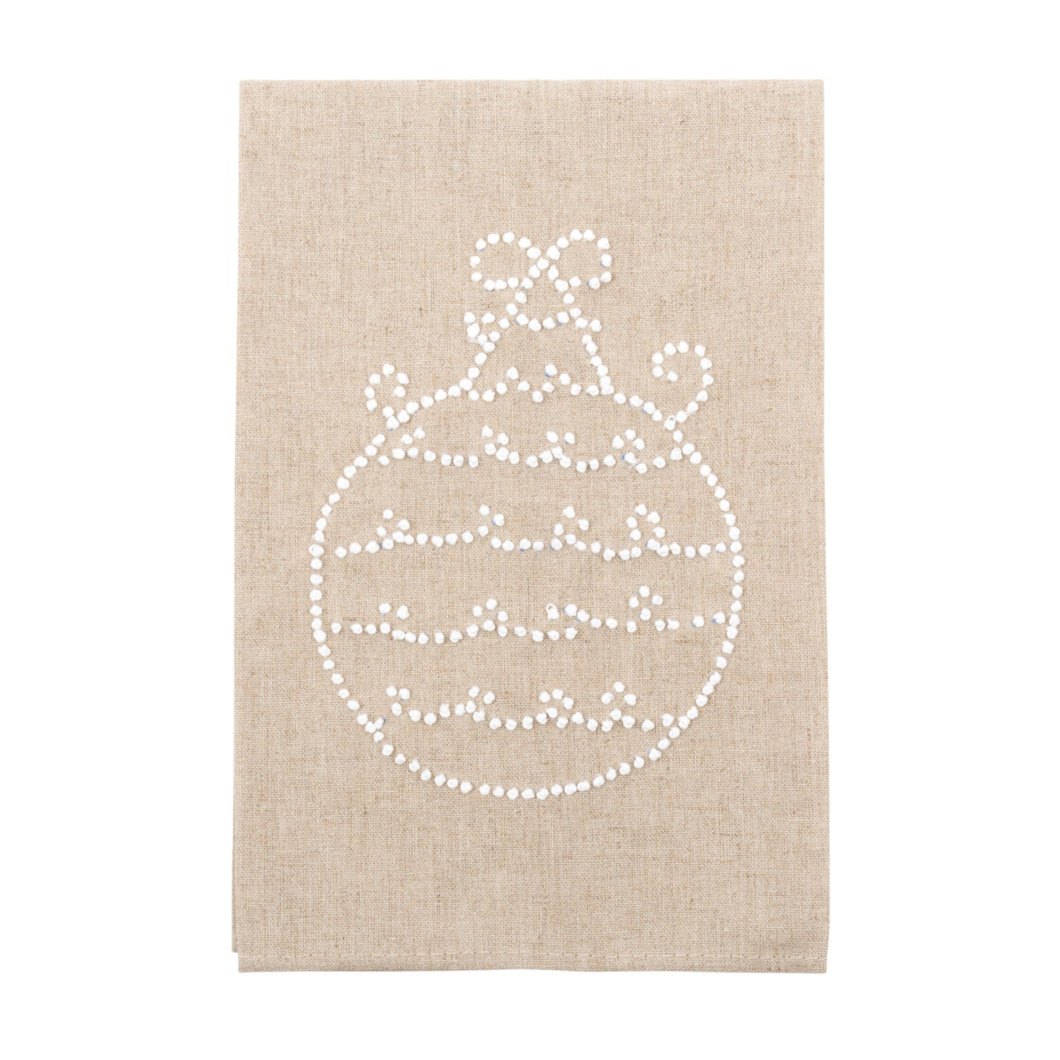 Front view of our Bow Ornament Holiday Knot Linen Icon Towel