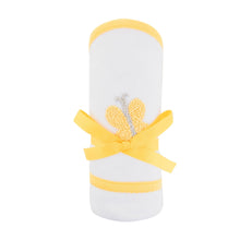 Load image into Gallery viewer, Front view of our Yellow Butterfly French Knot Hooded Towel
