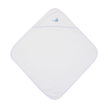Load image into Gallery viewer, Open view of our Blue Whale French Knot Hooded Towel
