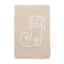 Load image into Gallery viewer, Front view of our Whimsical Stocking Holiday Knot Linen Icon Towel
