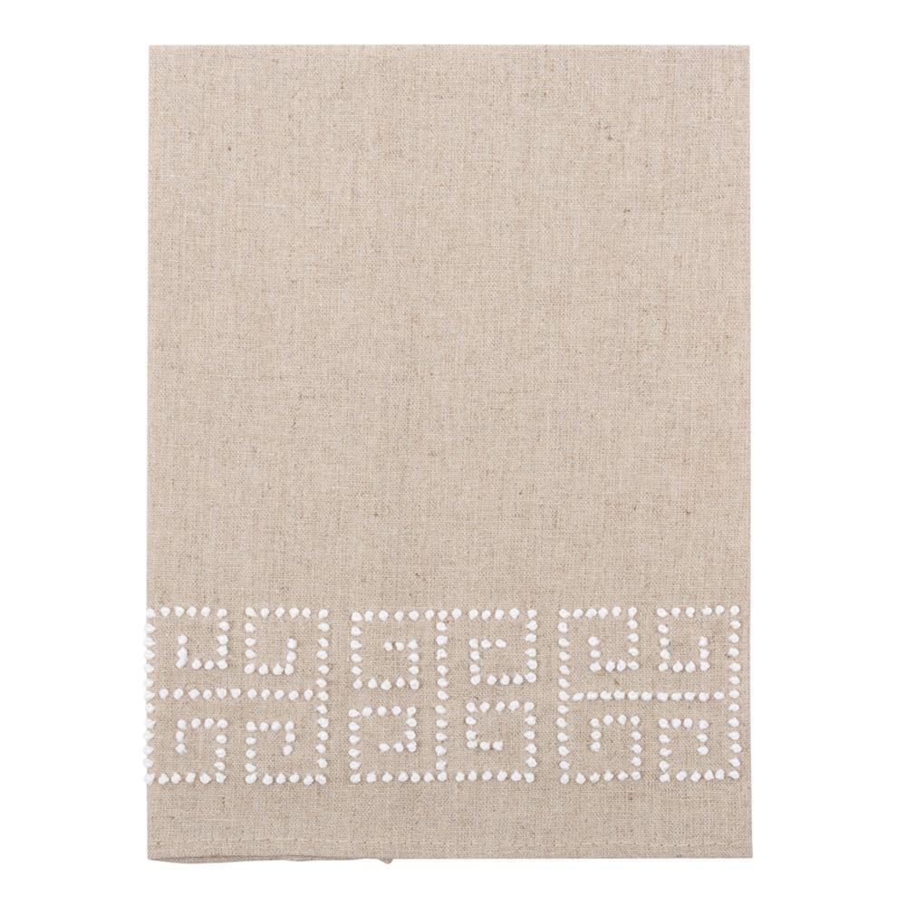 greek key linen guest towel 