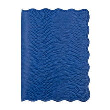 Load image into Gallery viewer, Front view of our Navy Lizard Scallop Passport Holder
