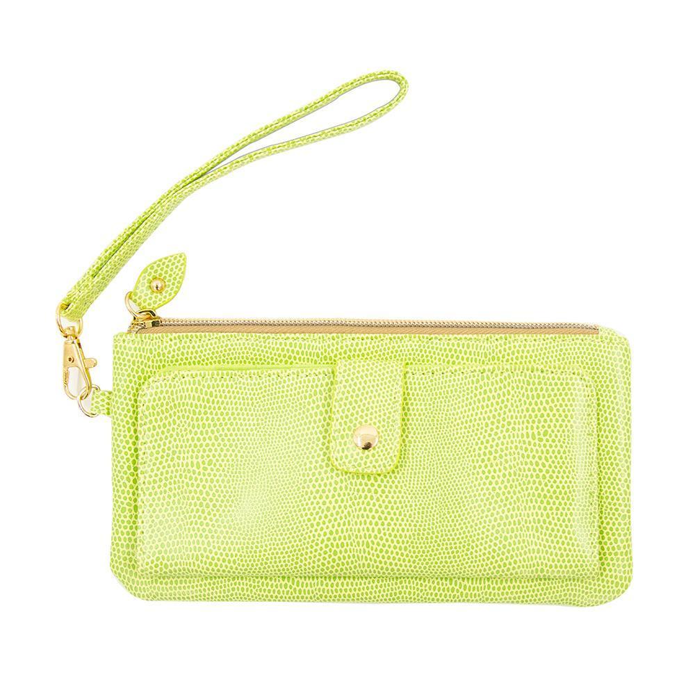 Front view of our Green Lizard Downtown Wallet