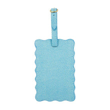 Load image into Gallery viewer, Front view of our Turquoise Lizard Scallop Luggage Tag
