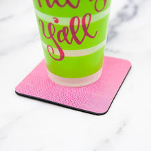 Load image into Gallery viewer, Lifestyle view of our Pink Lizard Coasters

