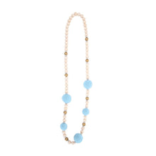 Load image into Gallery viewer, Front view of our Light Blue Felt Bead Necklace
