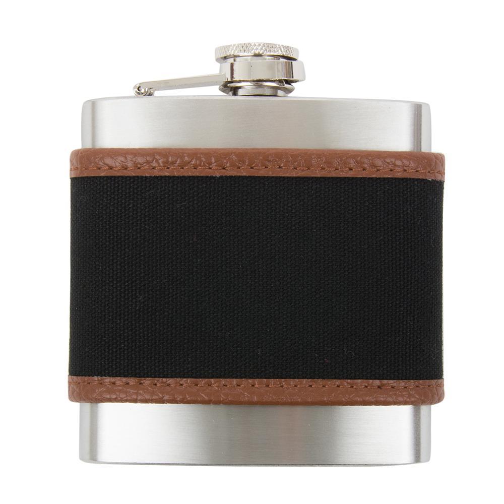 Front view of our Black Men's Canvas Flask