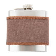 Load image into Gallery viewer, Front view of our Mocha Men&#39;s Canvas Flask
