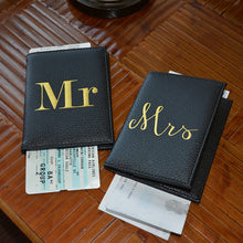 Load image into Gallery viewer, Lifestyle view of our Mr &amp; Mrs Passport Holder Set
