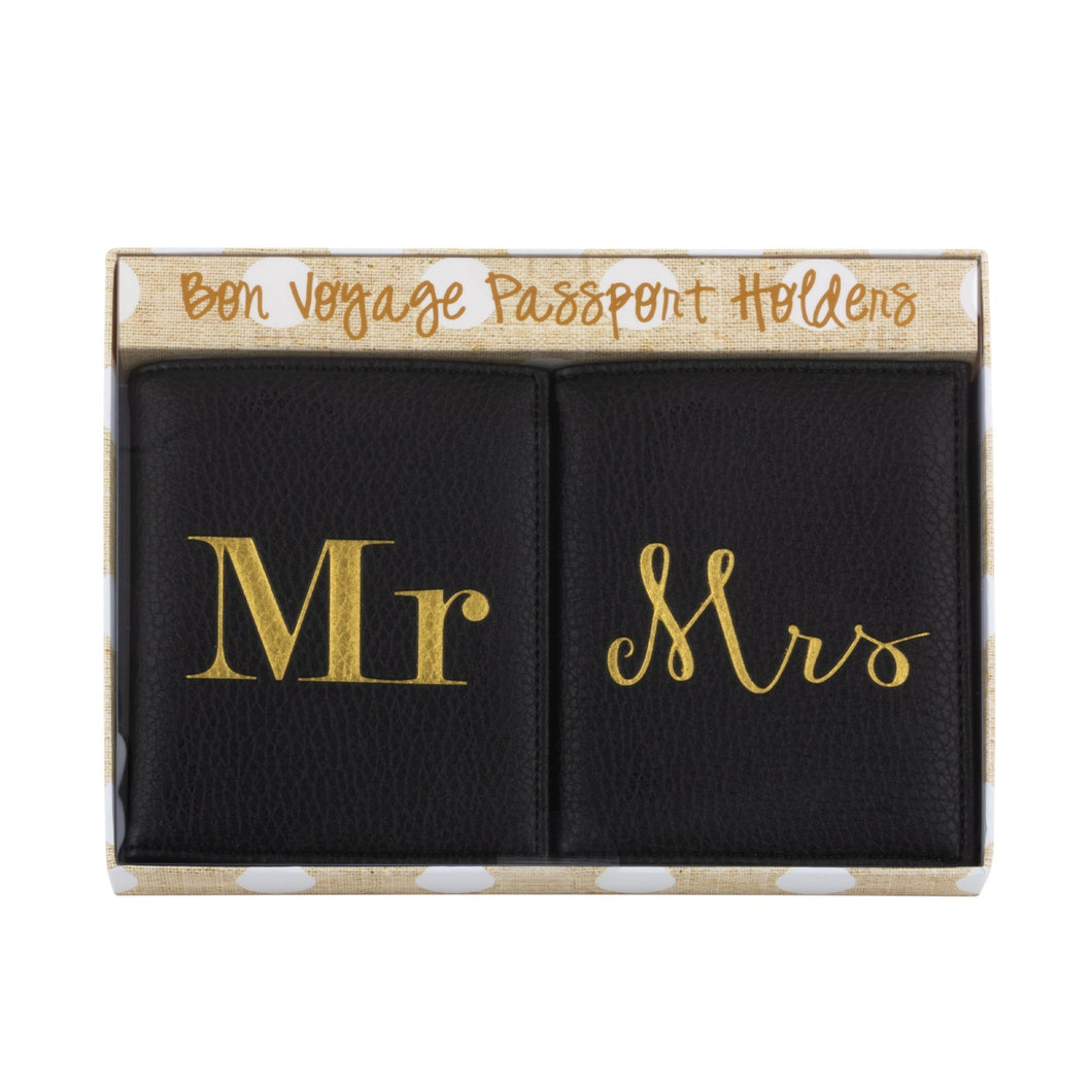 Front view of our Mr & Mrs Passport Holder Set