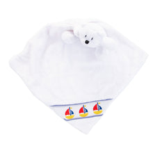 Load image into Gallery viewer, Top view of our Navy Boat Smocked Minky
