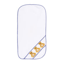 Load image into Gallery viewer, Front view of our Navy Bear Smocked Burp Cloth
