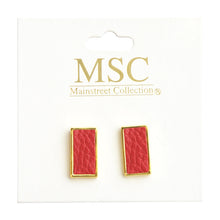 Load image into Gallery viewer, Top view of our Crimson Pebble Grain Rectangle Earrings

