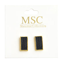 Load image into Gallery viewer, Top view of our Black Pebble Grain Rectangle Earrings
