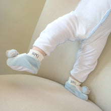 Load image into Gallery viewer, Lifestyle image of our Blue Bear Plush Slipper Set
